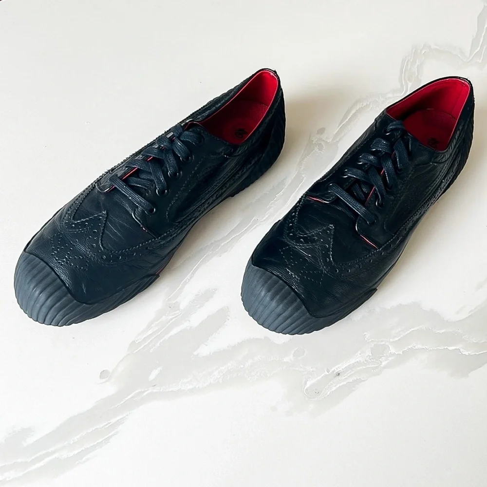 PF Flyers Brogue Men’s Black Leather Wingtip Sneakers Mens Sz 9.5 Womens Sz 11 - Picture 3 of 14